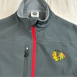 NHL Blackhawks Gray and Red Performance Jacket Large